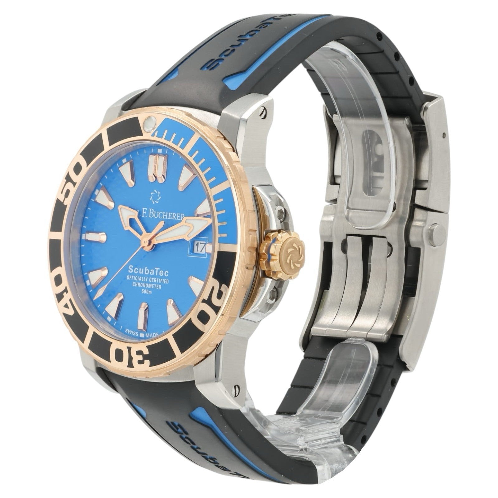 Carl F Bucherer Patravi Scuba Tec Blue Dial 18k Gold & Steel 44.6mm 10632.24