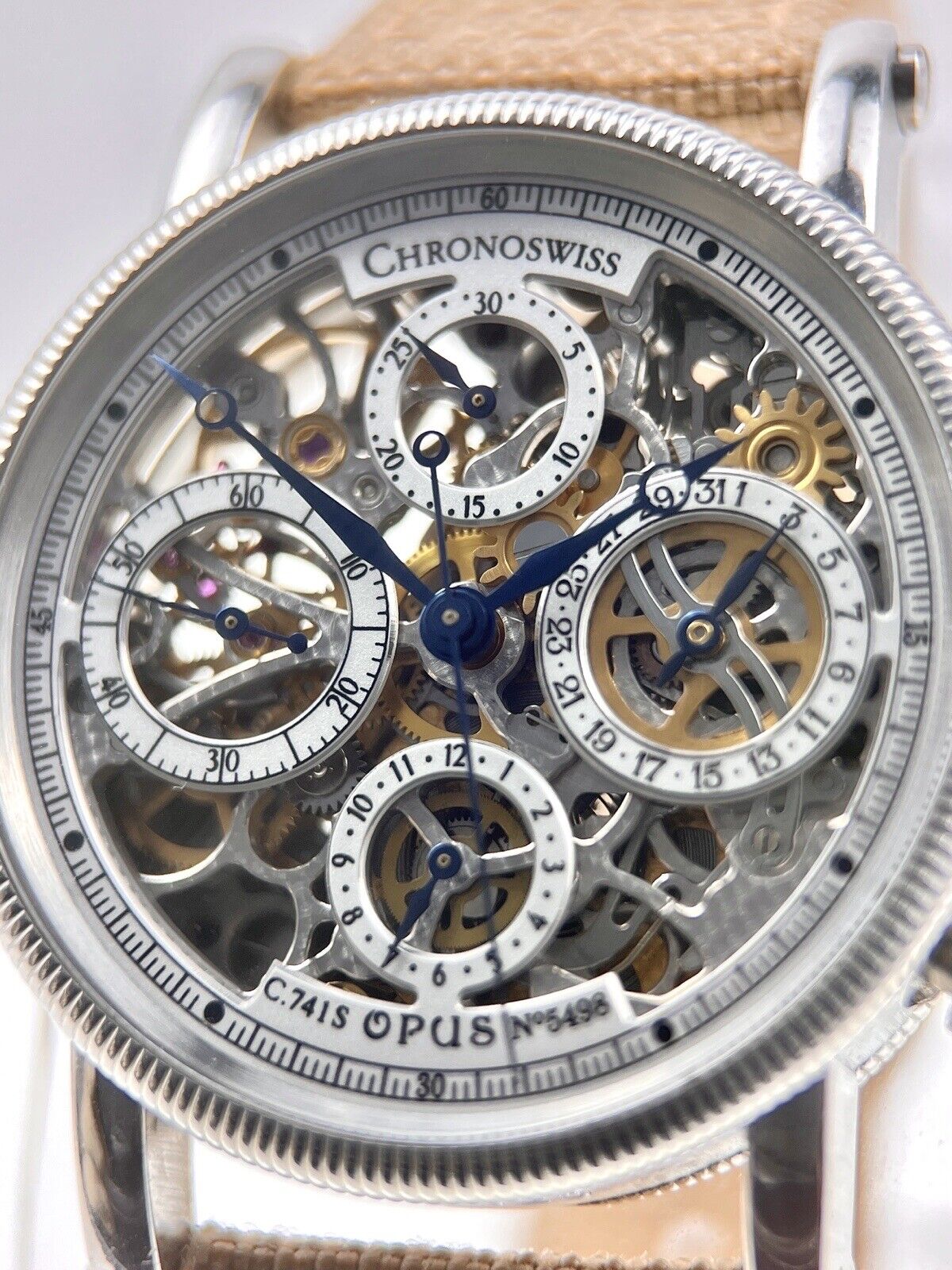 Chronoswiss Opus CH7523 Chronograph Automatic Men's Steel Skeleton Watch & Box