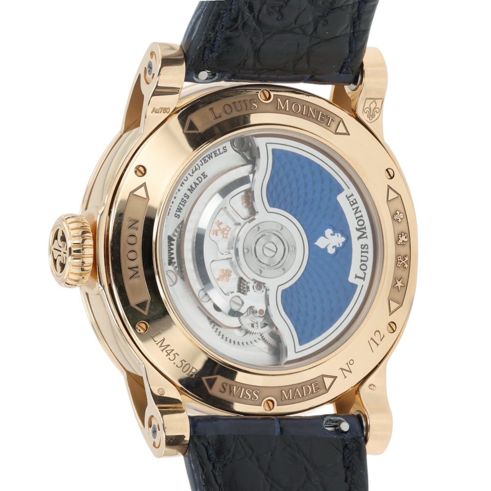 Louis Monet Moon Skeleton Dial 18k Red Gold 45mm Automatic Men’s LM-45.50.MO