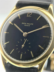 Patek Philippe Calatrava 18k Yellow Gold Black Dial 33mm Manual Wind Watch 2557
