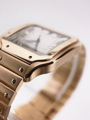 Cartier Santos 18k Rose Gold Silver Color Dial 40mm Automatic Mens WGSA0018