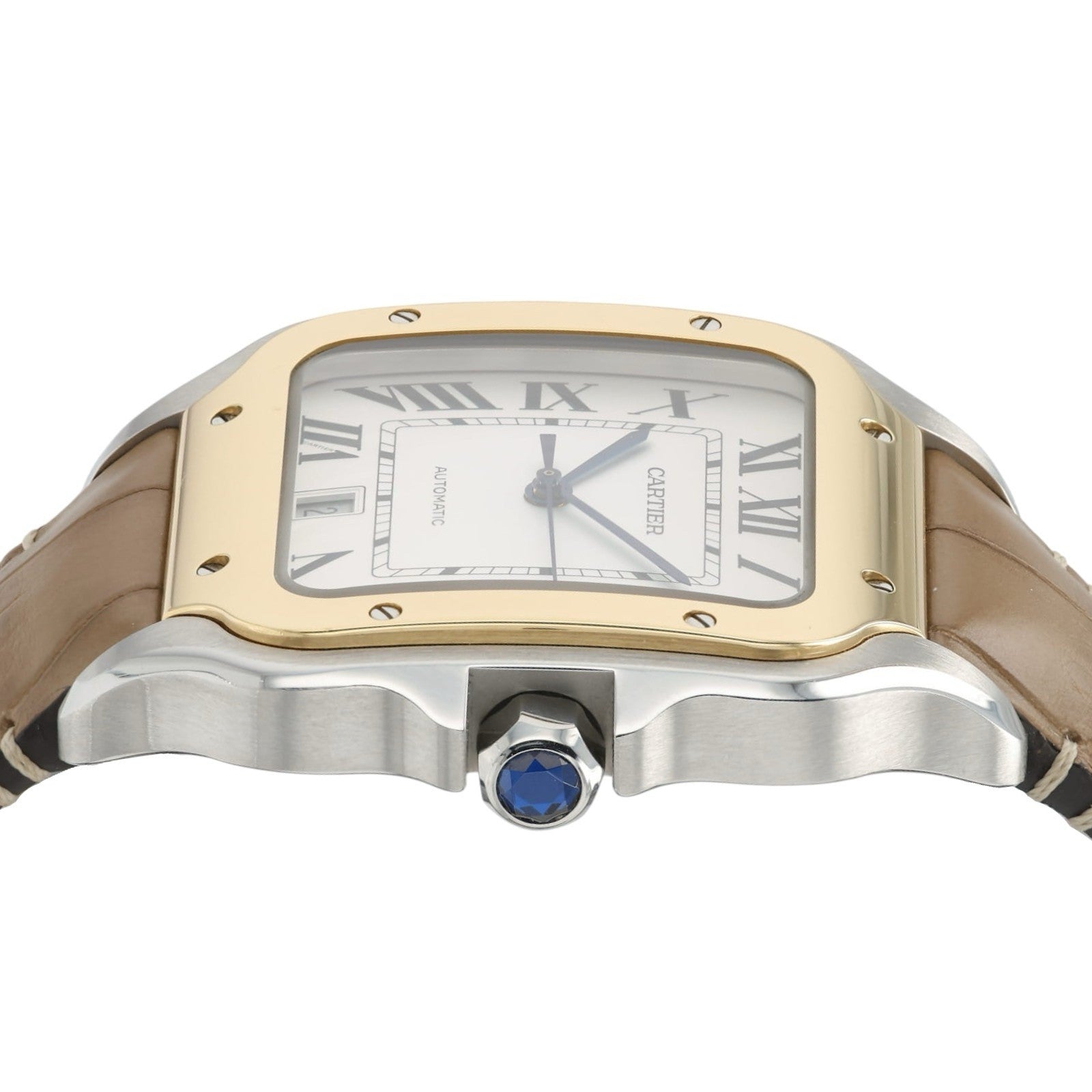 Cartier Santos Silver Dial Gold & Steel 39x47mm Manual Wind Men’s Watch W2SA0006