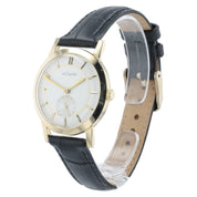 Jaeger-LeCoultre 14k Gold Silver Dial 35mm Manual Wind Movement Mens Watch