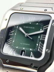 Cartier Santos Steel Green Dial 39mm Automatic Men’s Watch WSSA0062 - Box/Papers