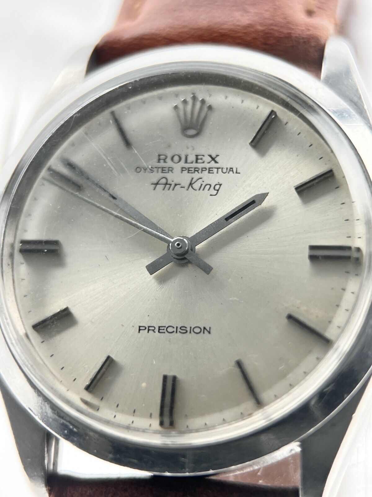 Vintage Rolex Air King 34mm Automatic Silver Dial Stainless Steel Mens Watch