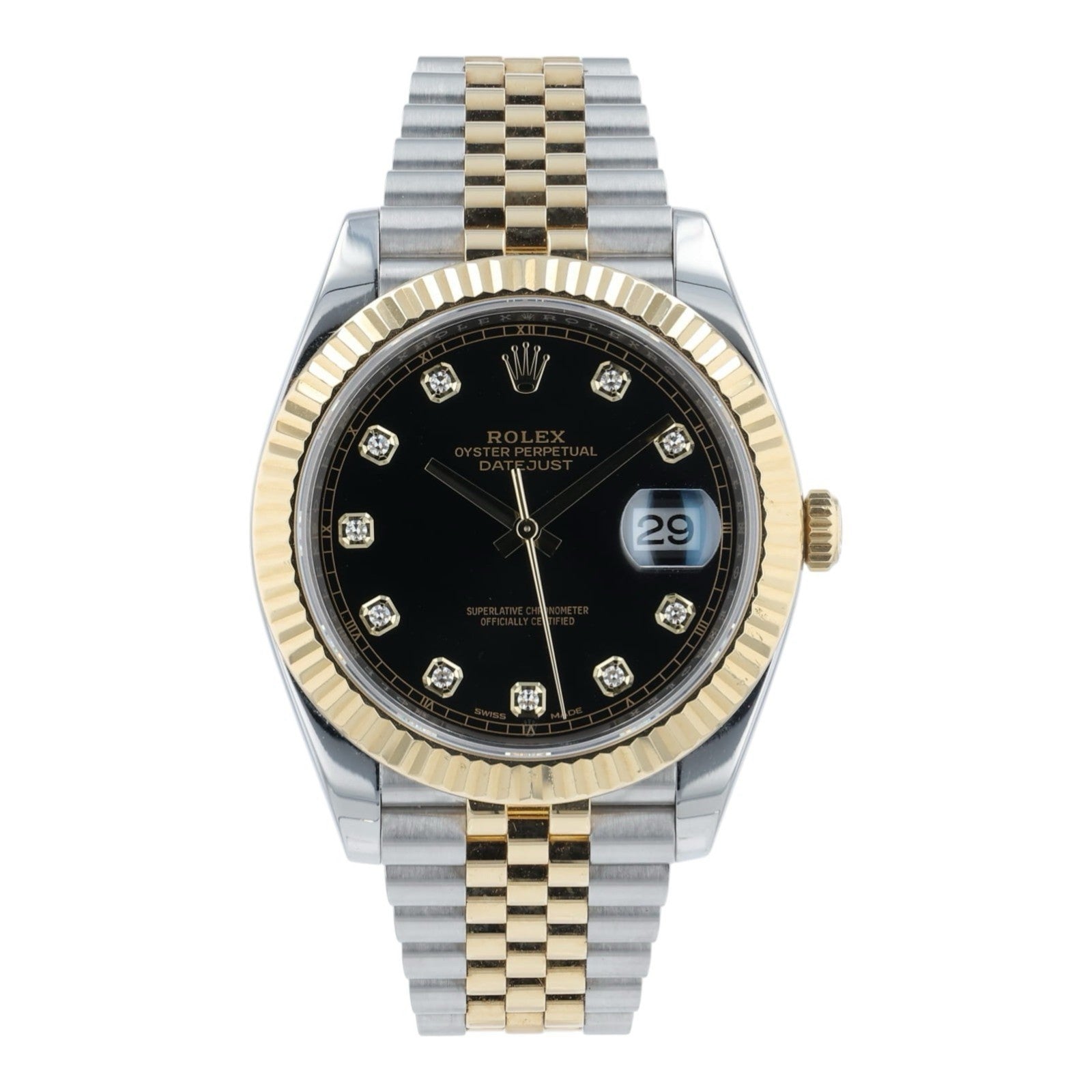 Rolex Datejust Black Dial Gold & Steel 41mm Automatic Movement Mens Watch 126333