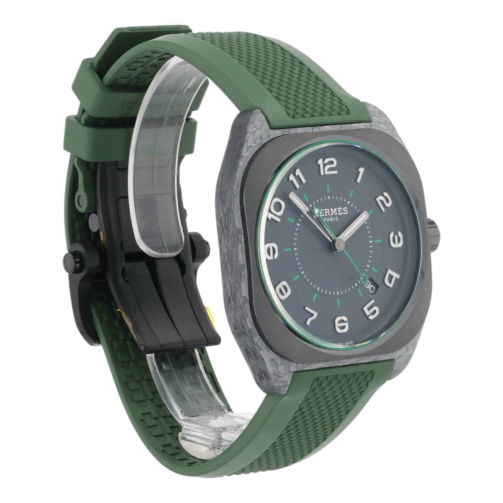 Hermes H08 Carbon & Titanium Gray Dial 42mm Automatic Men's Watch W/ Box