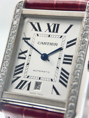 Cartier Tank Solo Steel Silver Dial 31mm Automatic Men's Diamond Watch W5200027