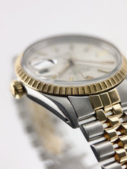 Rolex Oyster Perpetual Gold & Steel Silver Dial 34mm Automatic Men's Watch 15053
