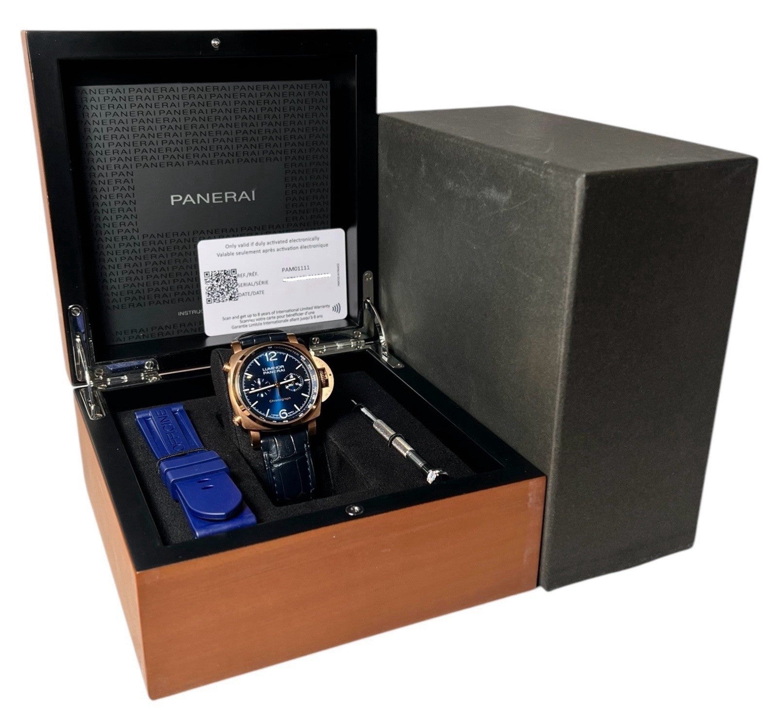 Panerai Luminor Goldtech 18k Rose Gold Blue Dial 44mm Automatic Mens PAM01111