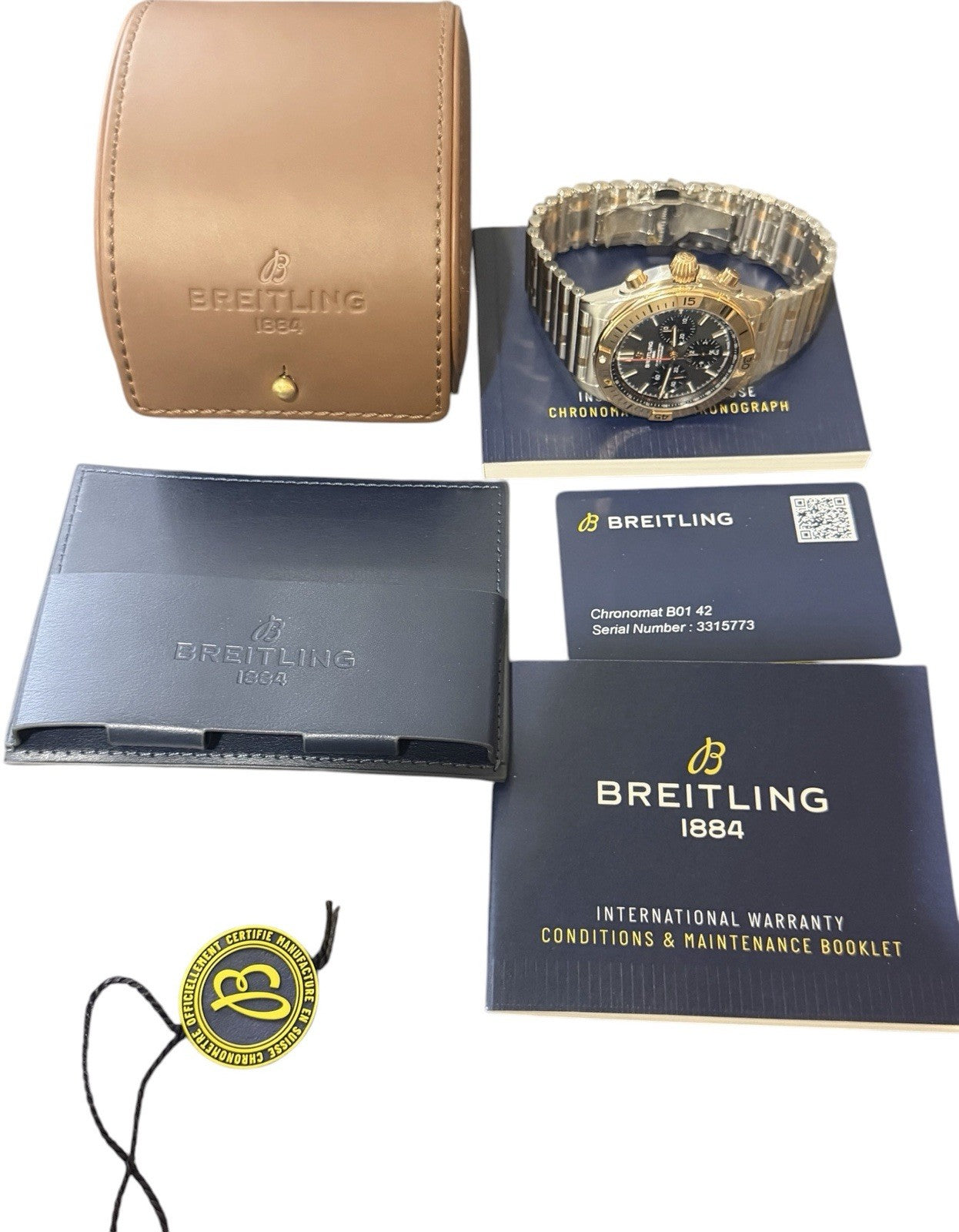 Breitling Chronomat Grey Dial Gold & Steel 42mm Automatic Men’s Watch UB0134