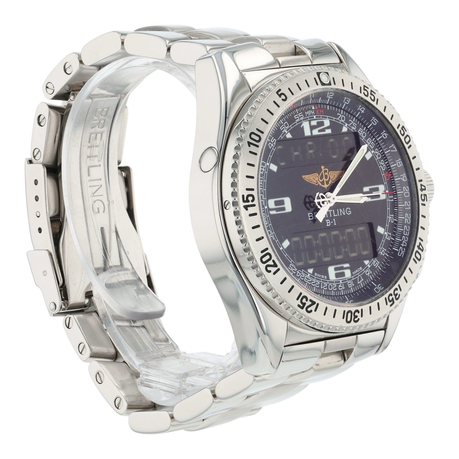 Breitling B1 Stainless Steel Black Dial 43mm Quartz Movement Mens Watch A68362