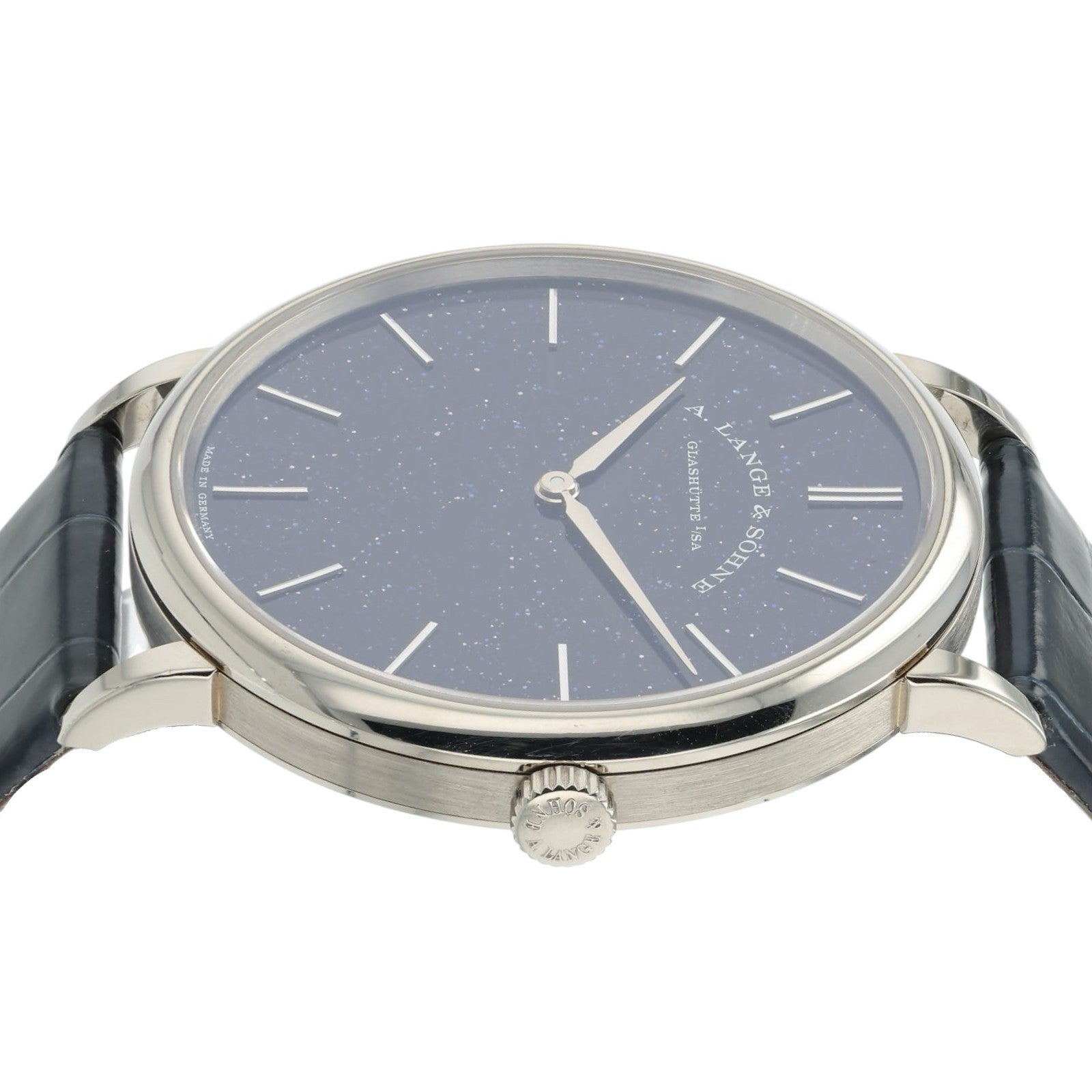 A. Lange & Sohne Saxonia Blue Dial 18k White Gold 39mm Manual Wind Men’s 205.086