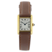 Cartier Tank White Dial Gold Plated 21mm Manual Wind Women's Watch