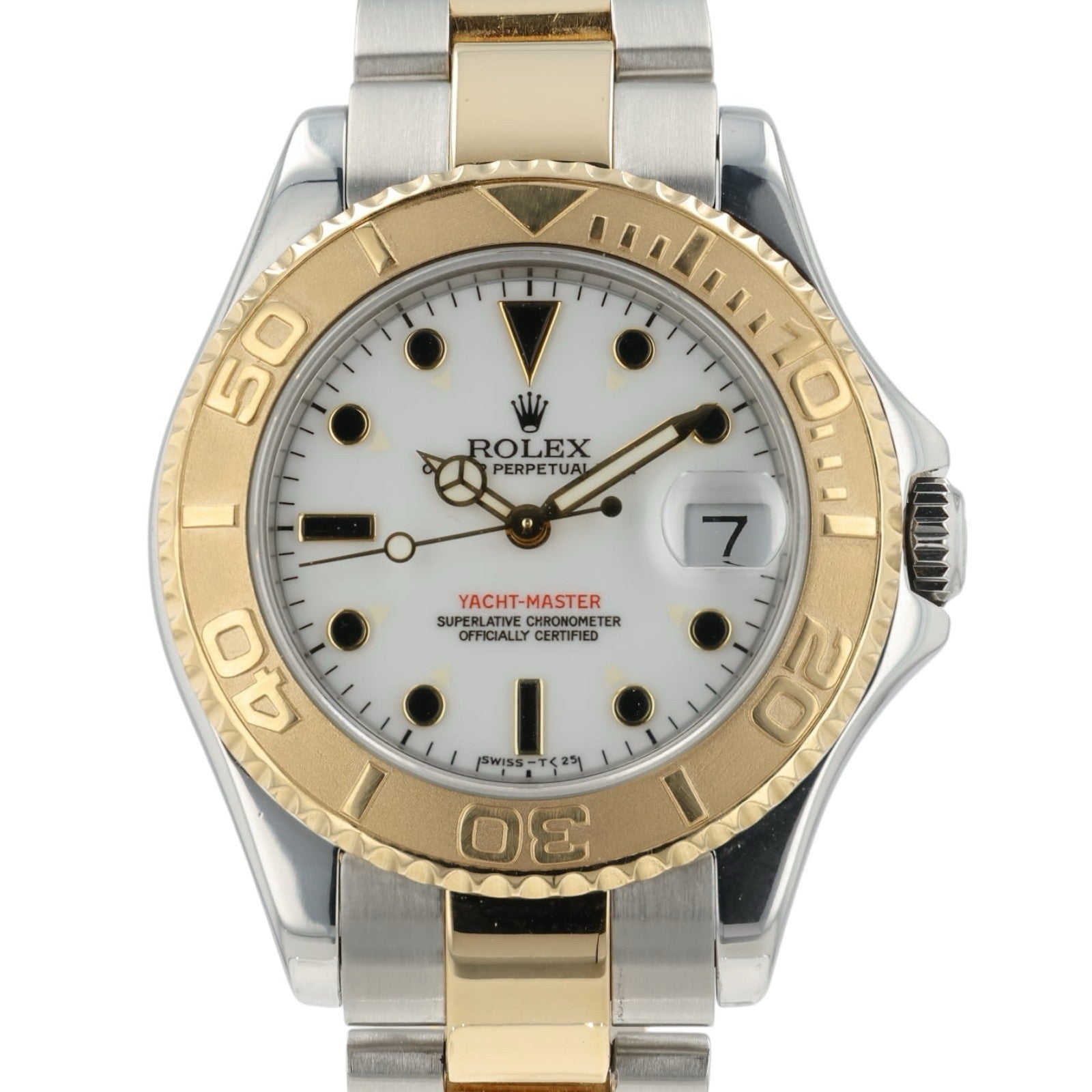 Rolex Yachtmaster White Dial Gold & Steel 35mm Automatic Unisex Watch 68623