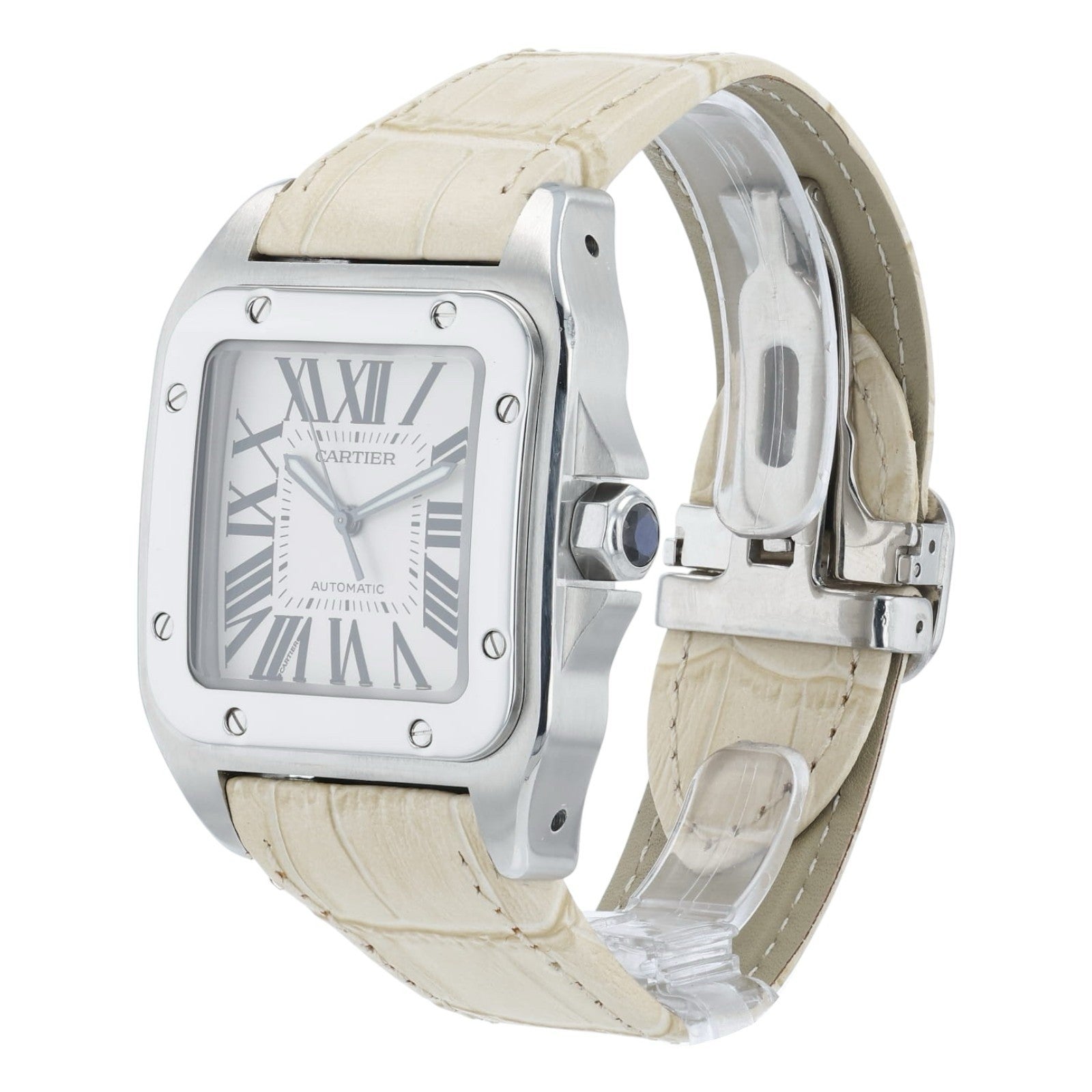 Cartier Santos Silver Dial Stainless Steel 38mm Automatic Men’s Watch W20073X8