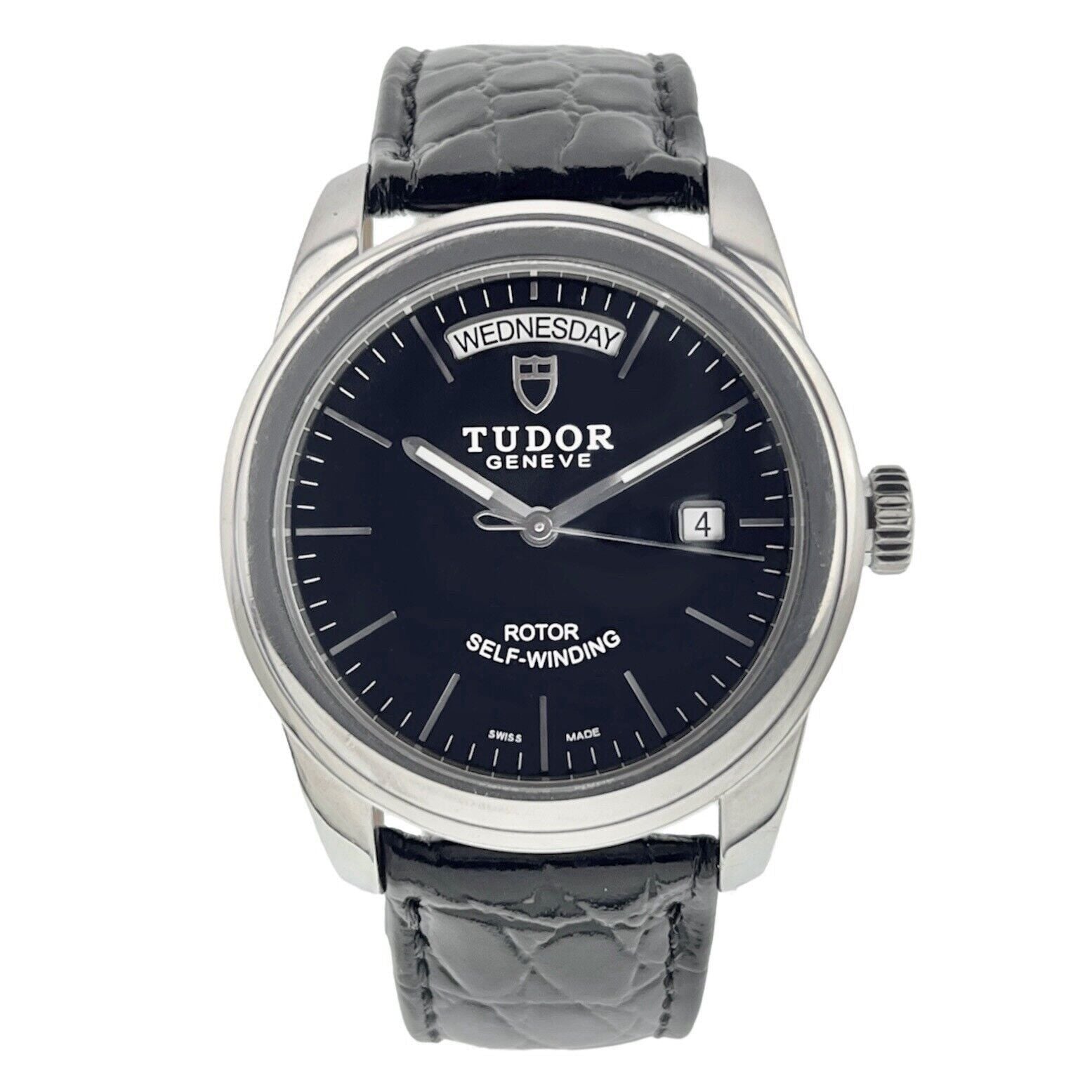 Tudor Day Date Stainless Steel Black Dial 40mm Automatic Men’s Watch 56000