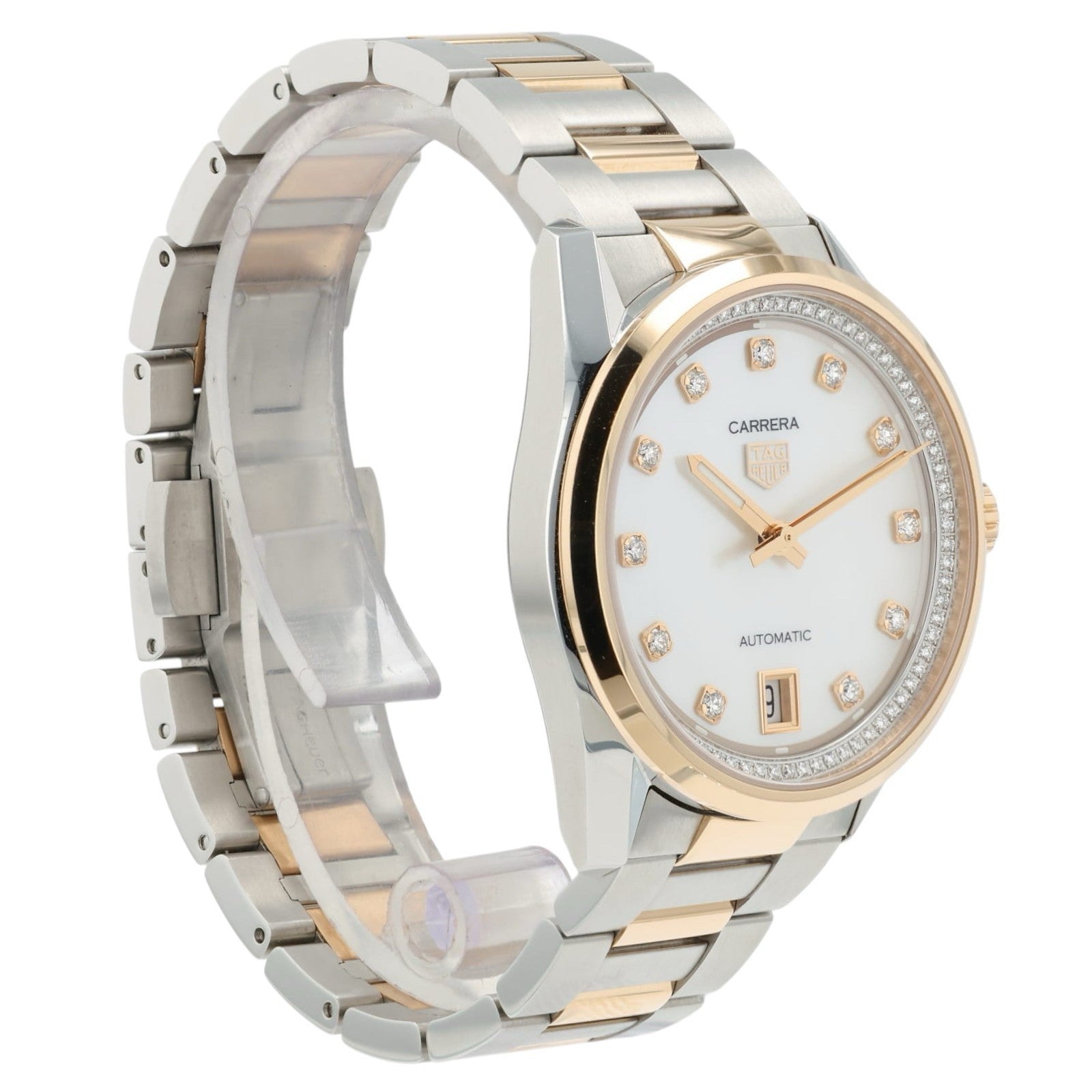Tag Heuer Carrera MOP Dial 18k Rose Gold & Steel 36mm Automatic Unisex WBN2351