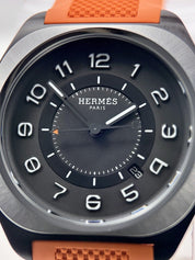 NEW Hermes H08 Mens Automatic W049430WW00 Box And Papers Titanium Watch