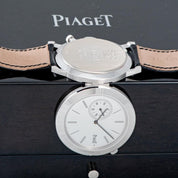 Piaget Altiplano Double Jeu 18k White Gold Leather Silver Grey Watch GOA32152