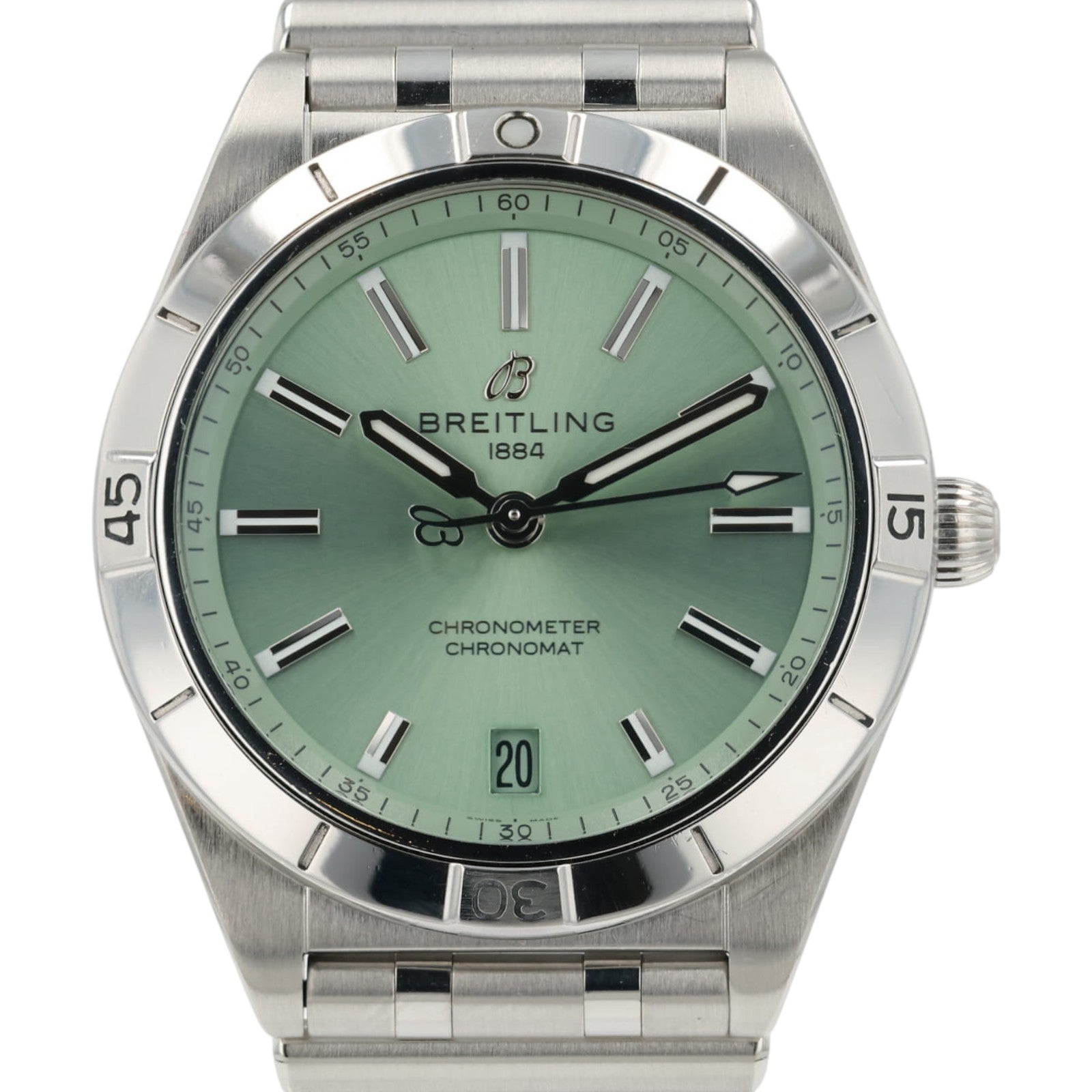 Breitling Chronomat Green Dial Stainless Steel 36mm Automatic Mens Watch A10380