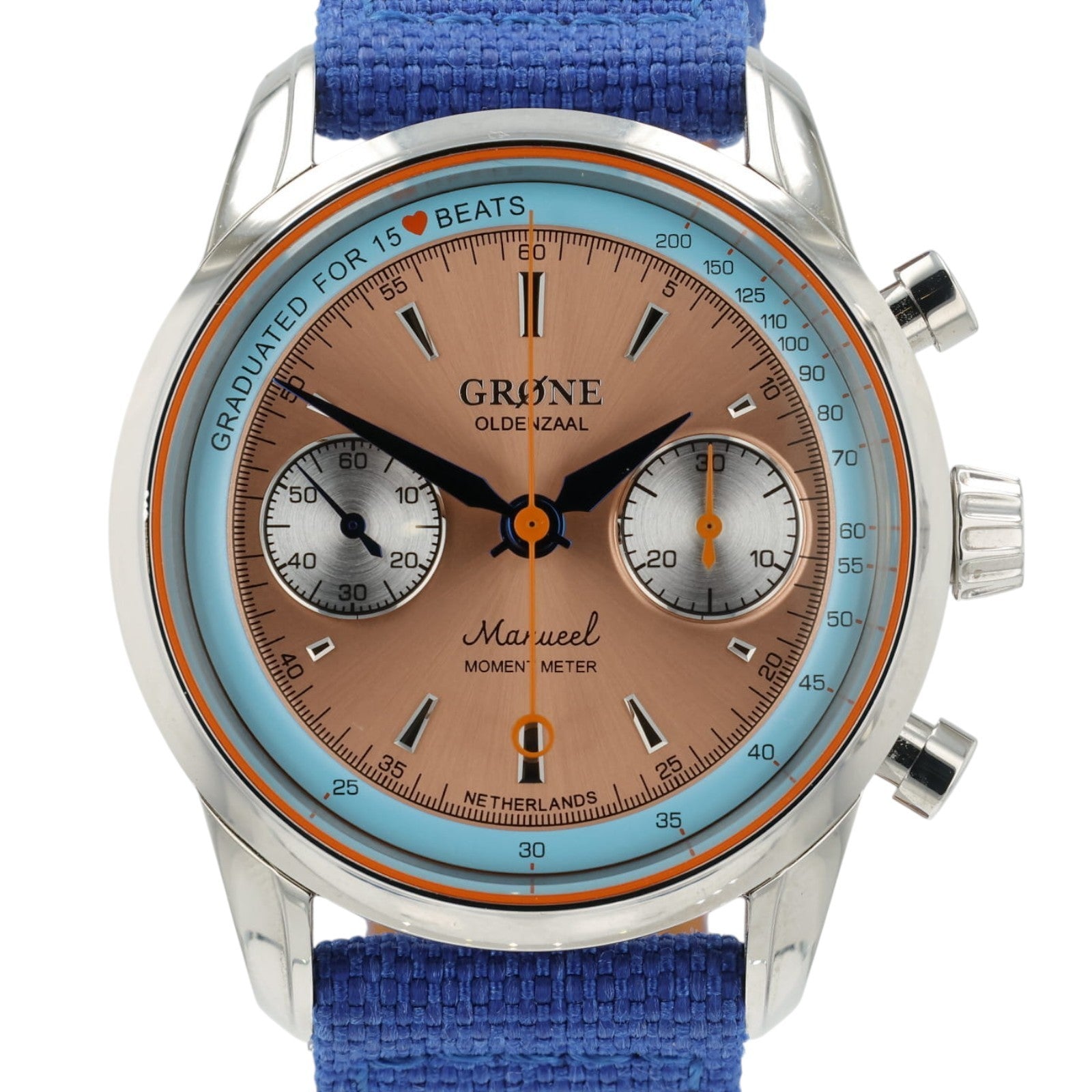 Grone Manueel Moment Meter Copper Dial Stainless Steel 39mm Manual Wind Mens