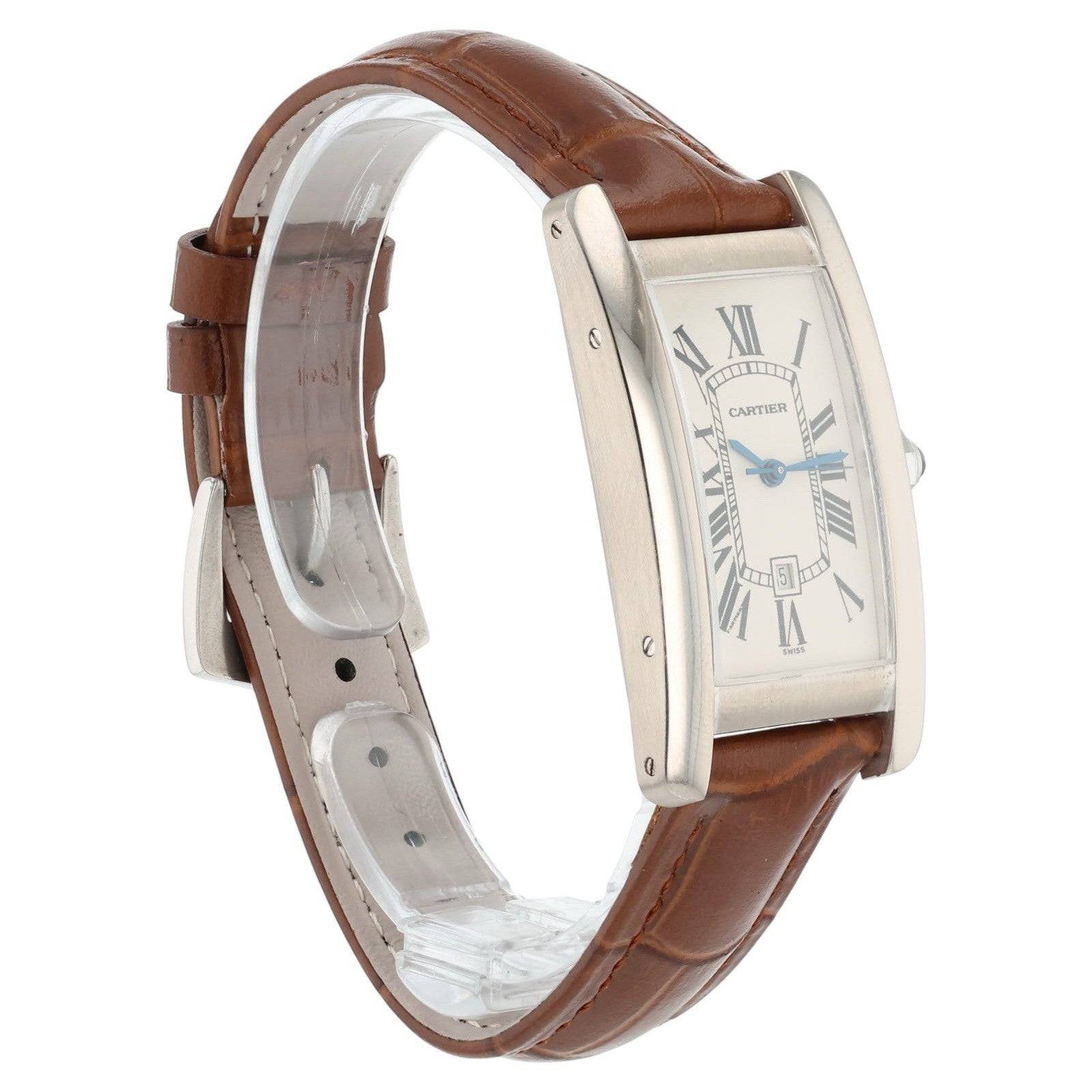 Cartier Tank Americaine 18k White Gold Silver Dial 24mm Automatic Watch W2603656