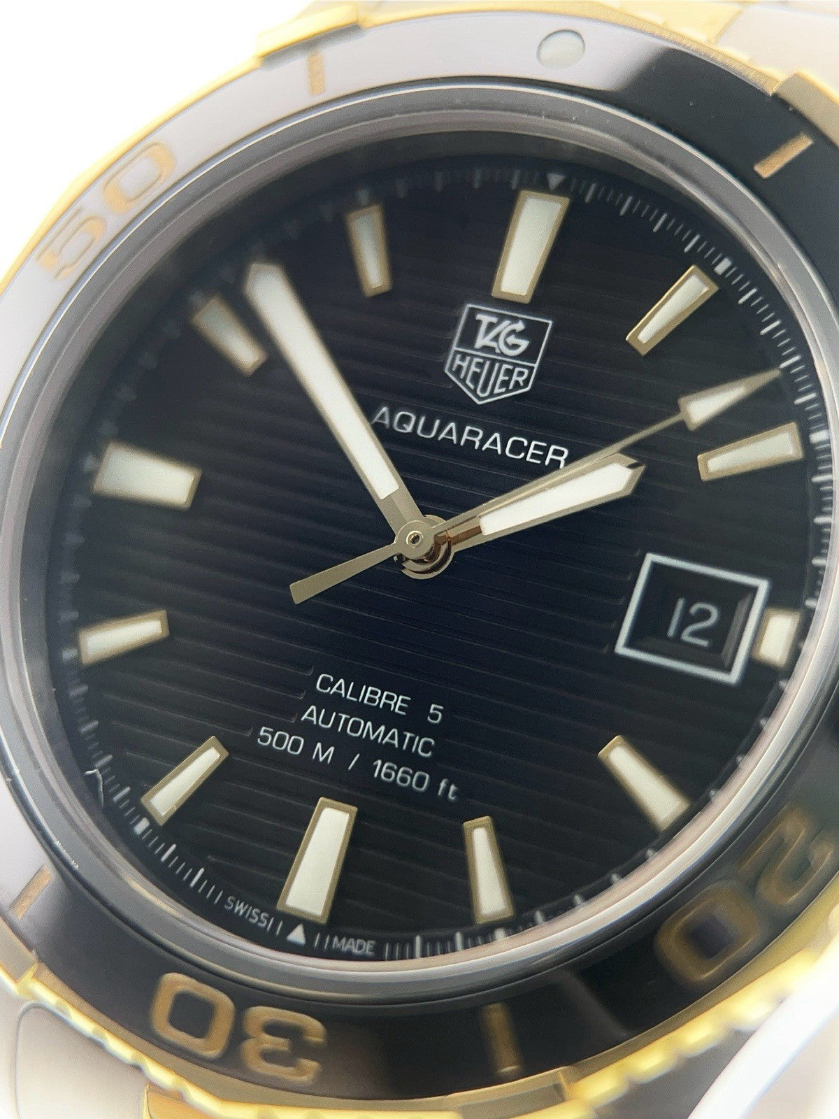 Tag Heuer Aquaracer Steel & Gold Black Dial 41mm Automatic Mens Watch WAK2122