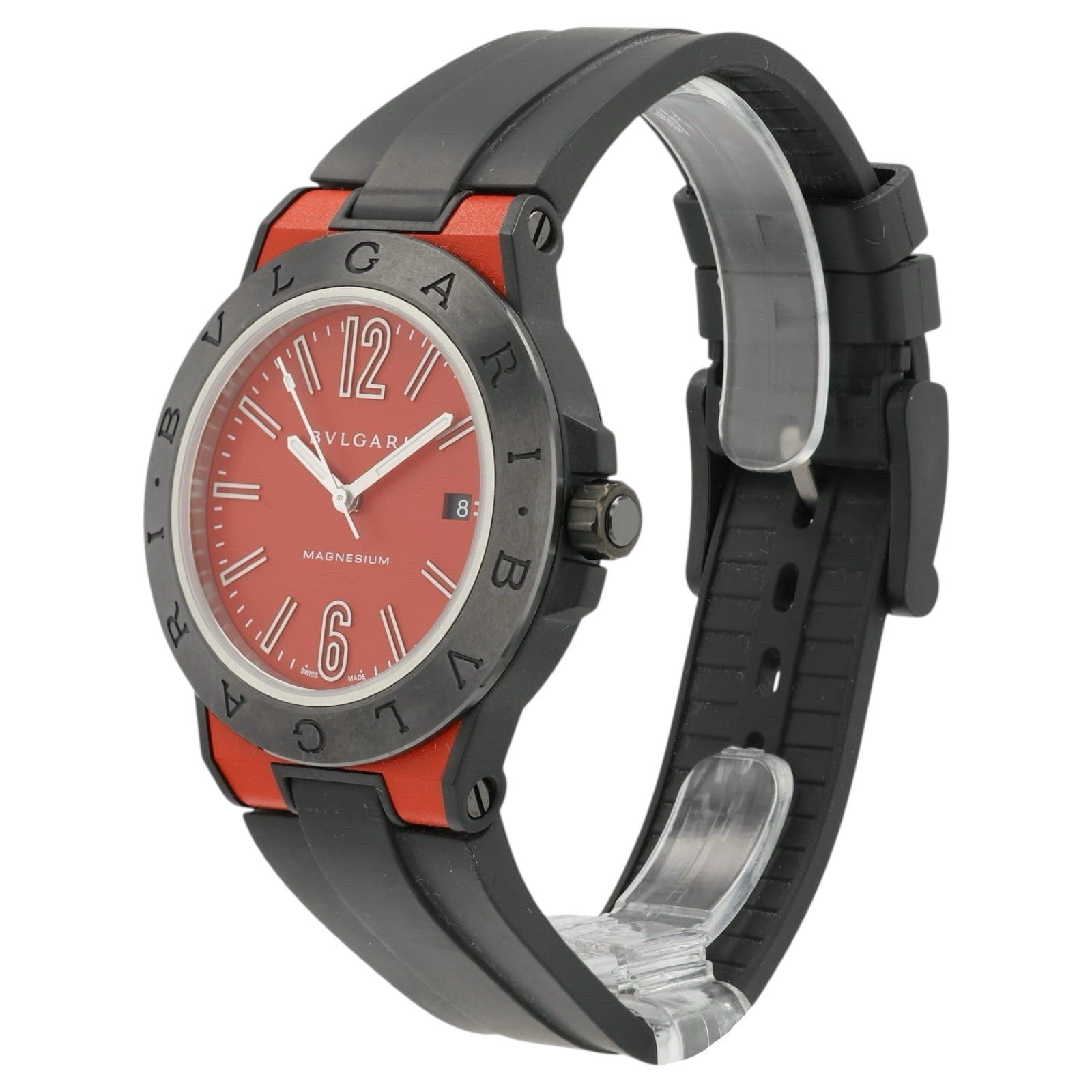 Bvlgari Diagono Magnesium Red Dial Steel 41mm Automatic Men’s Watch DG 41 SMC