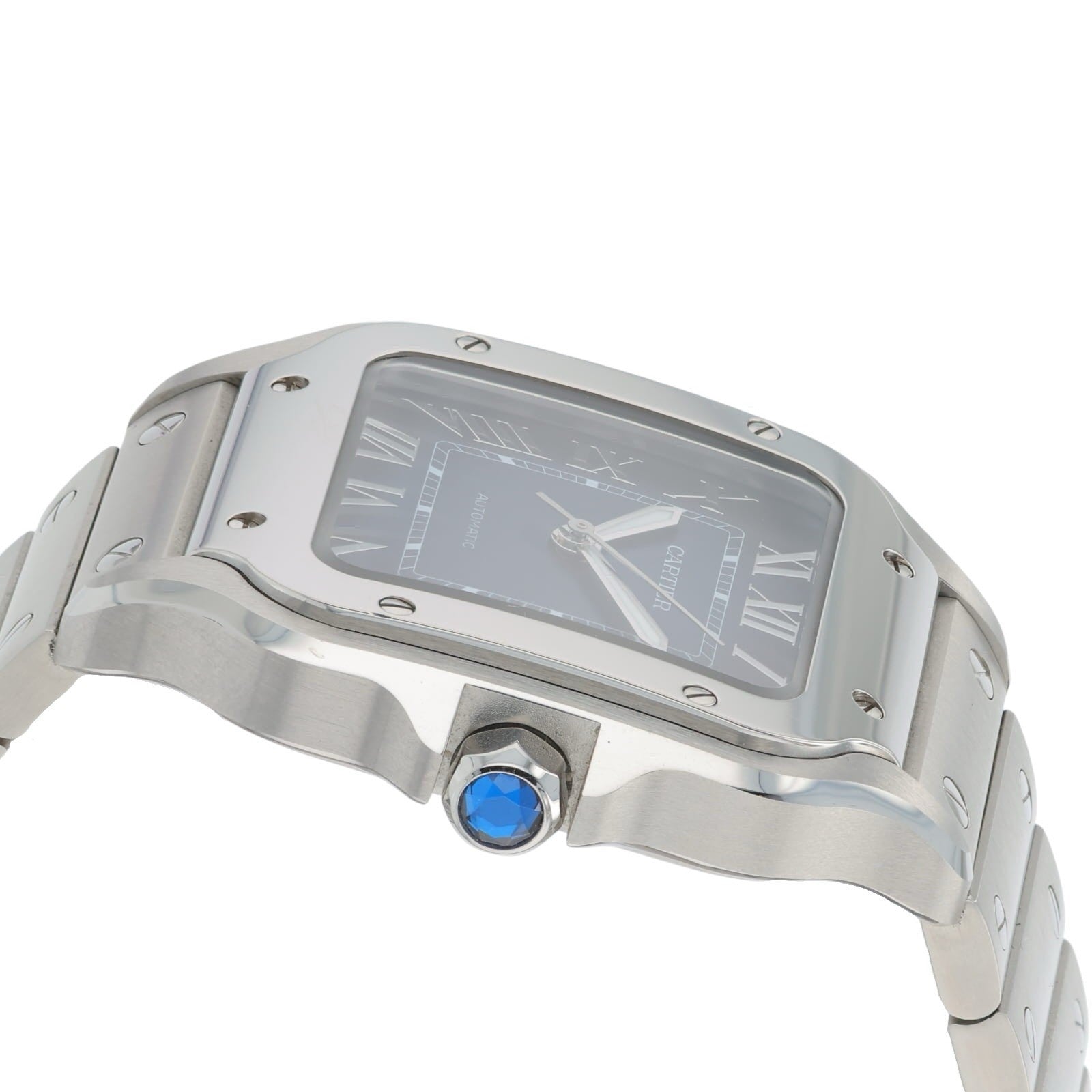 Cartier Santos Stainless Steel Blue Dial Medium Size Automatic Mens WSSA0063