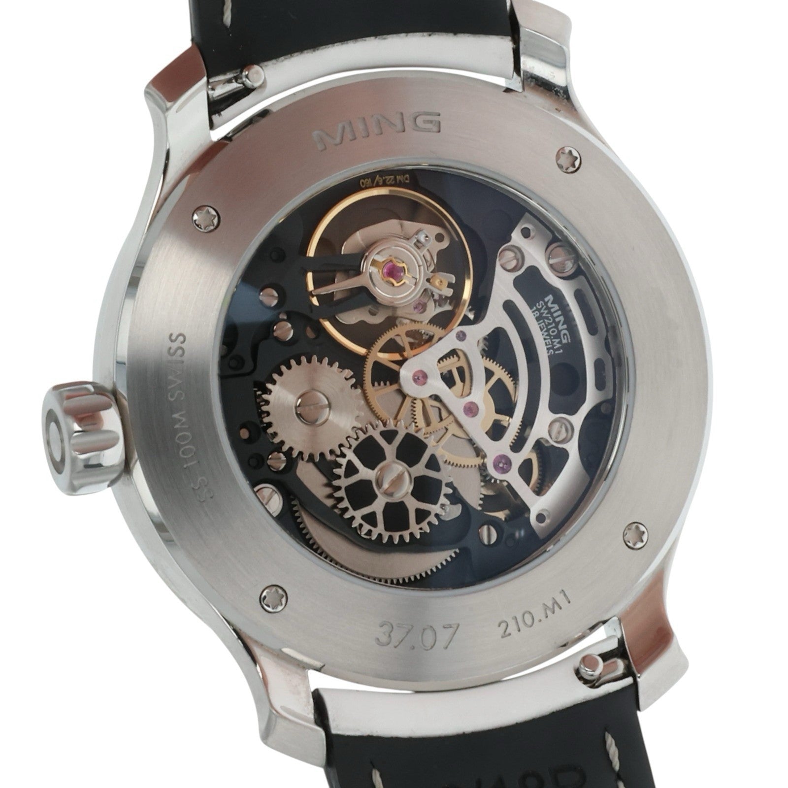 Ming Mosaic Stainless Steel Black Dial 38mm Manual Wind Men’s Watch 37.07