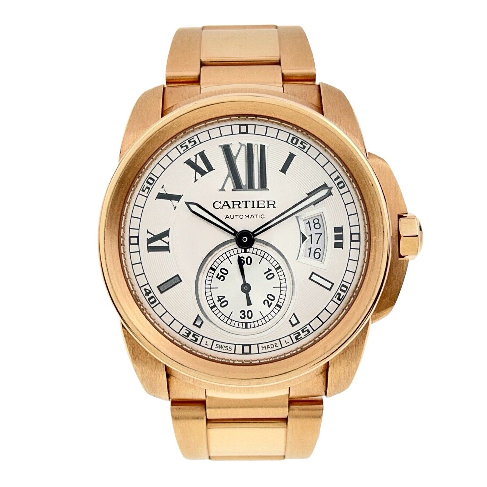 Cartier Calibre 18k Rose Gold 42mm White Dial Automatic Men’s Watch W7100018