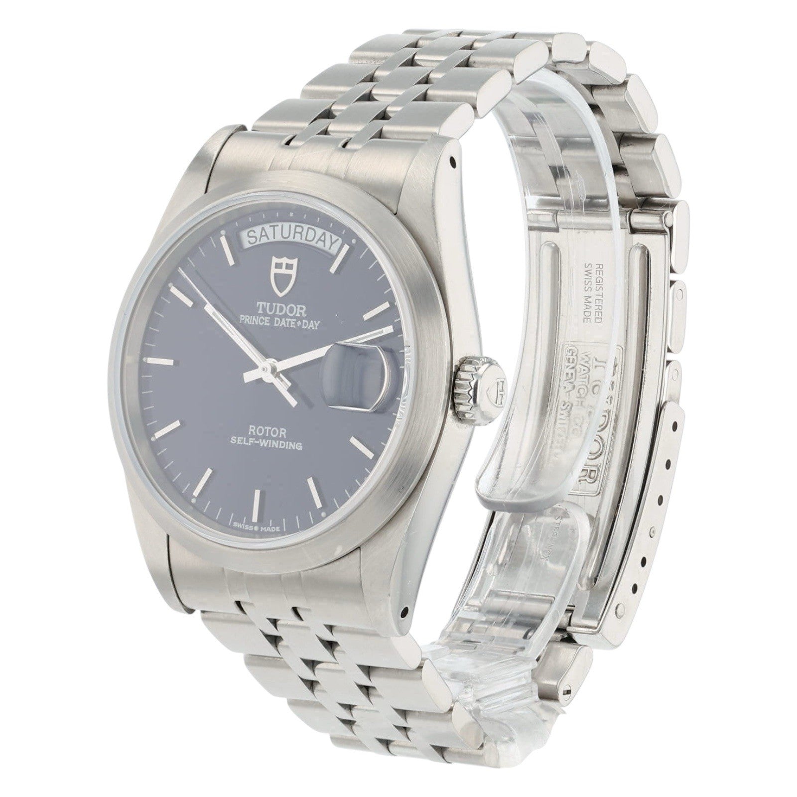 Tudor Prince Date Day Stainless Steel Blue Dial 36mm Automatic Mens Watch 76200