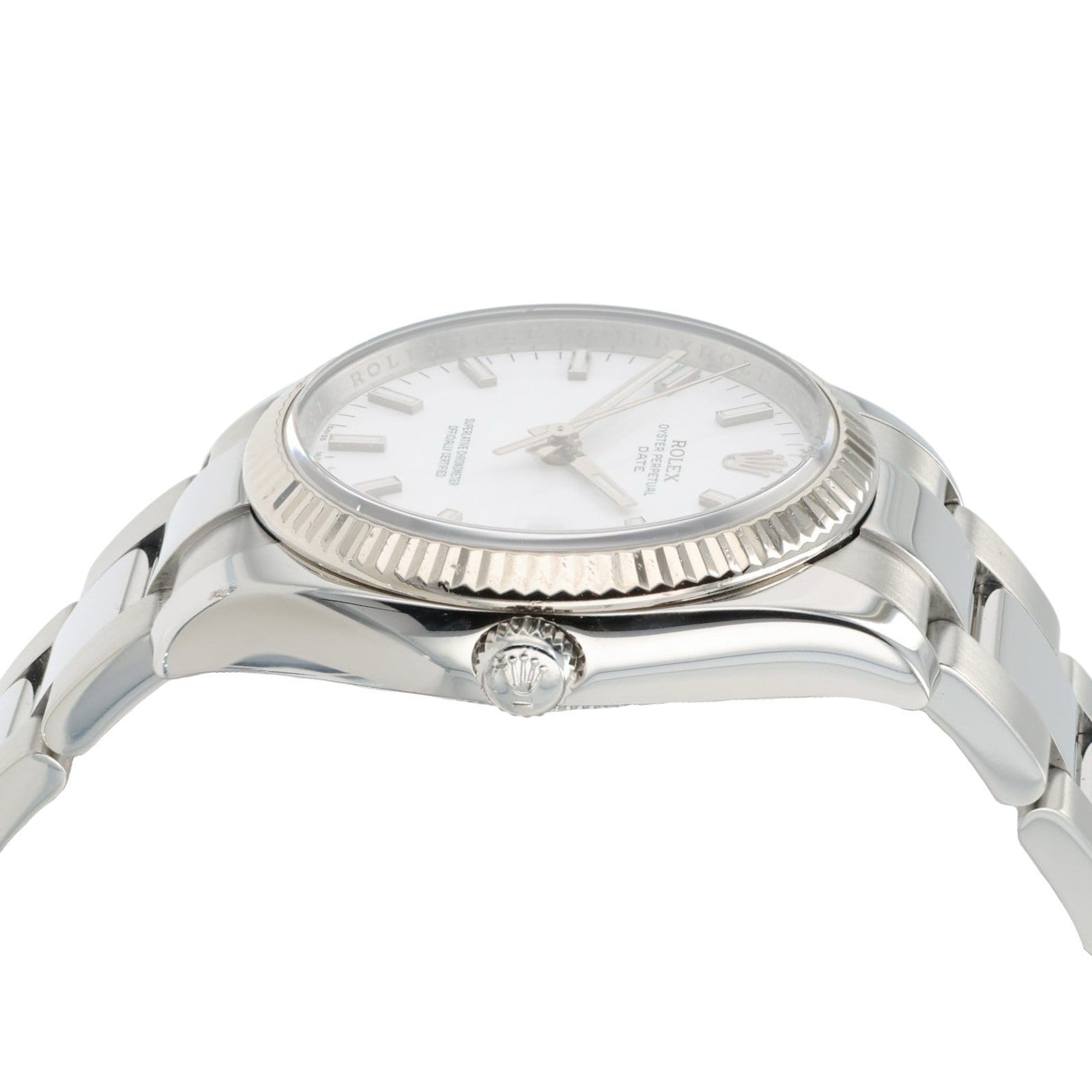 Rolex Oyster Perpetual Date White Dial Steel 34mm Automatic Men’s Watch 115234