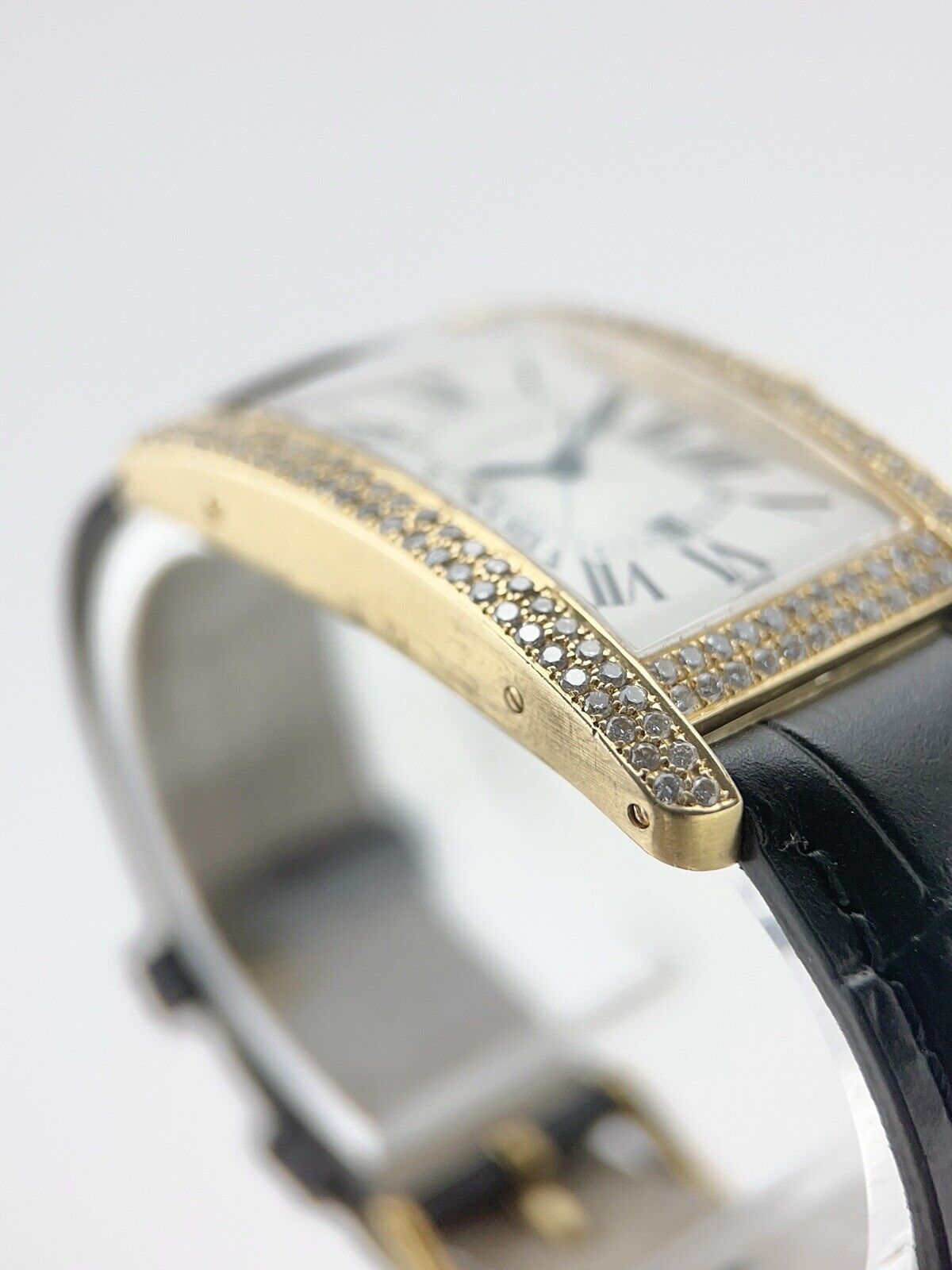 Cartier Tank Large 18k Yellow Gold White Dial 27mm Diamond Watch W2603156