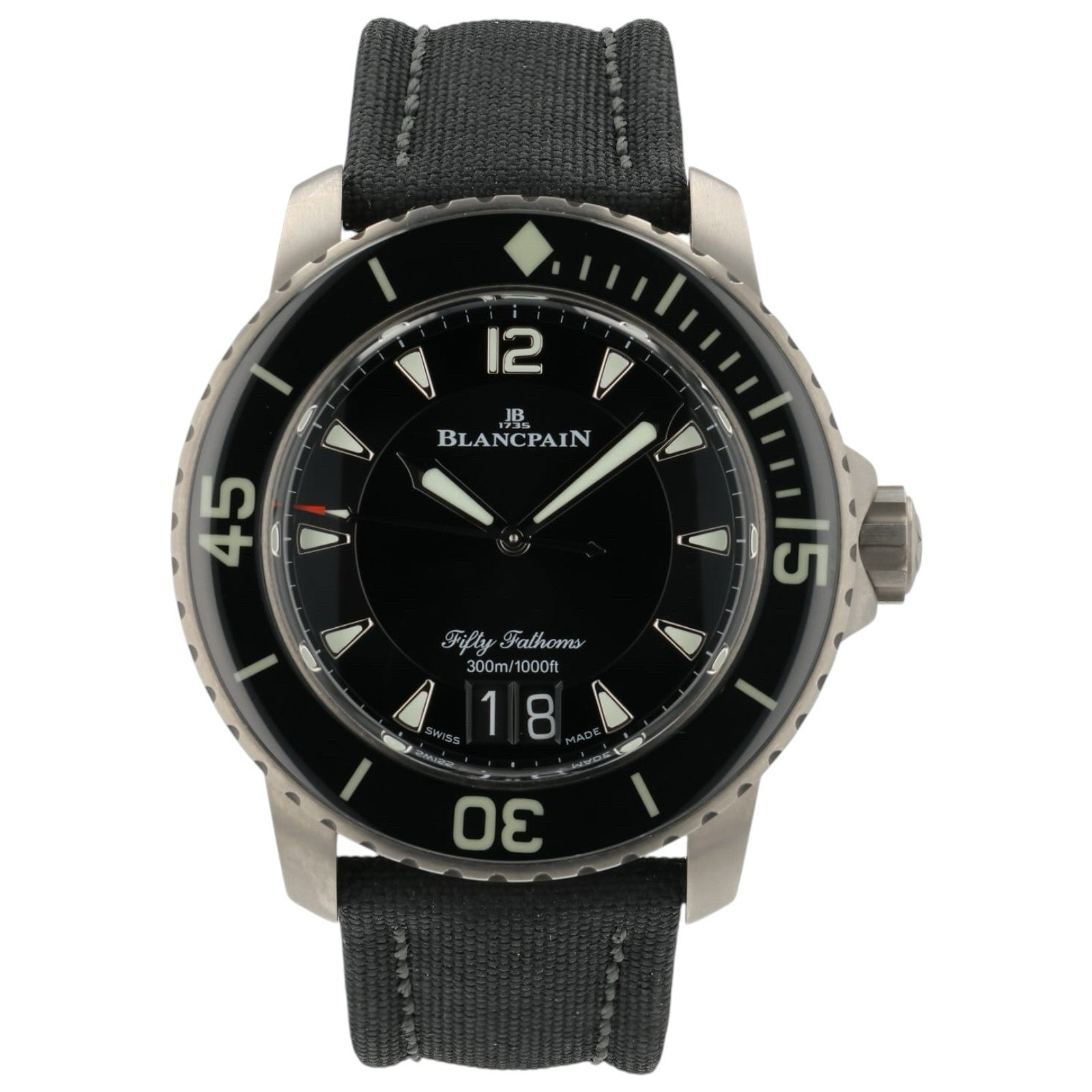 Blancpain Fifty Fathoms Black Dial Titanium 45mm Automatic Mens 5050 12B30 B52A