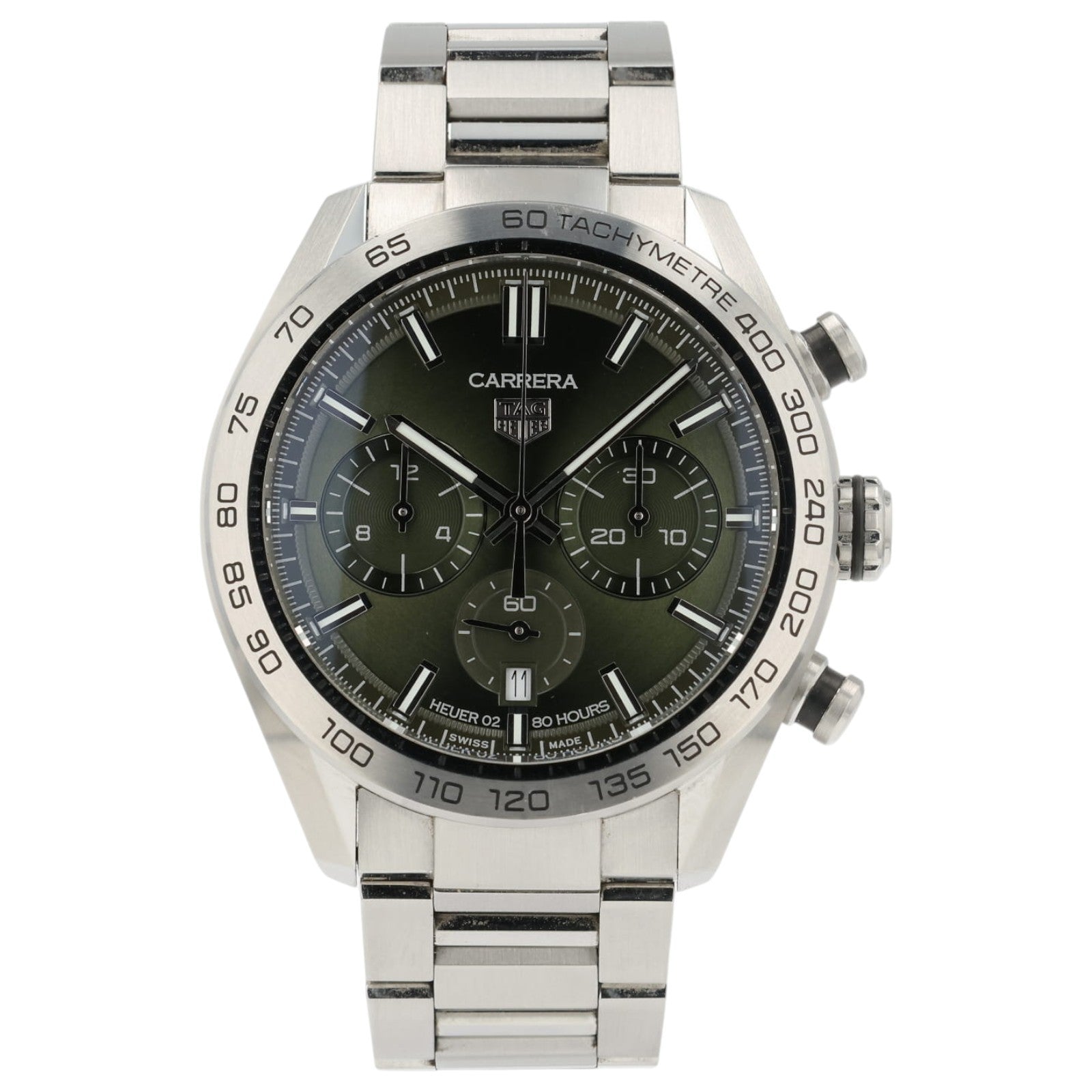 Tag Heuer Chrono Green Dial Stainless Steel 44mm Automatic Mens Watch CBN2A10
