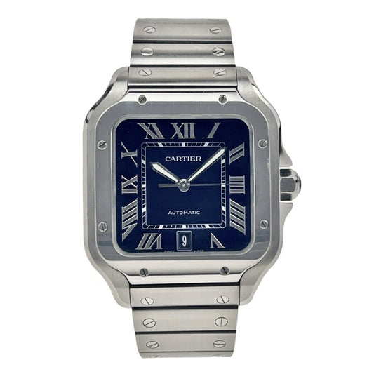 2022 Cartier Santos 40mm Blue Dial Steel Watch WSSA0030  - Box And Papers