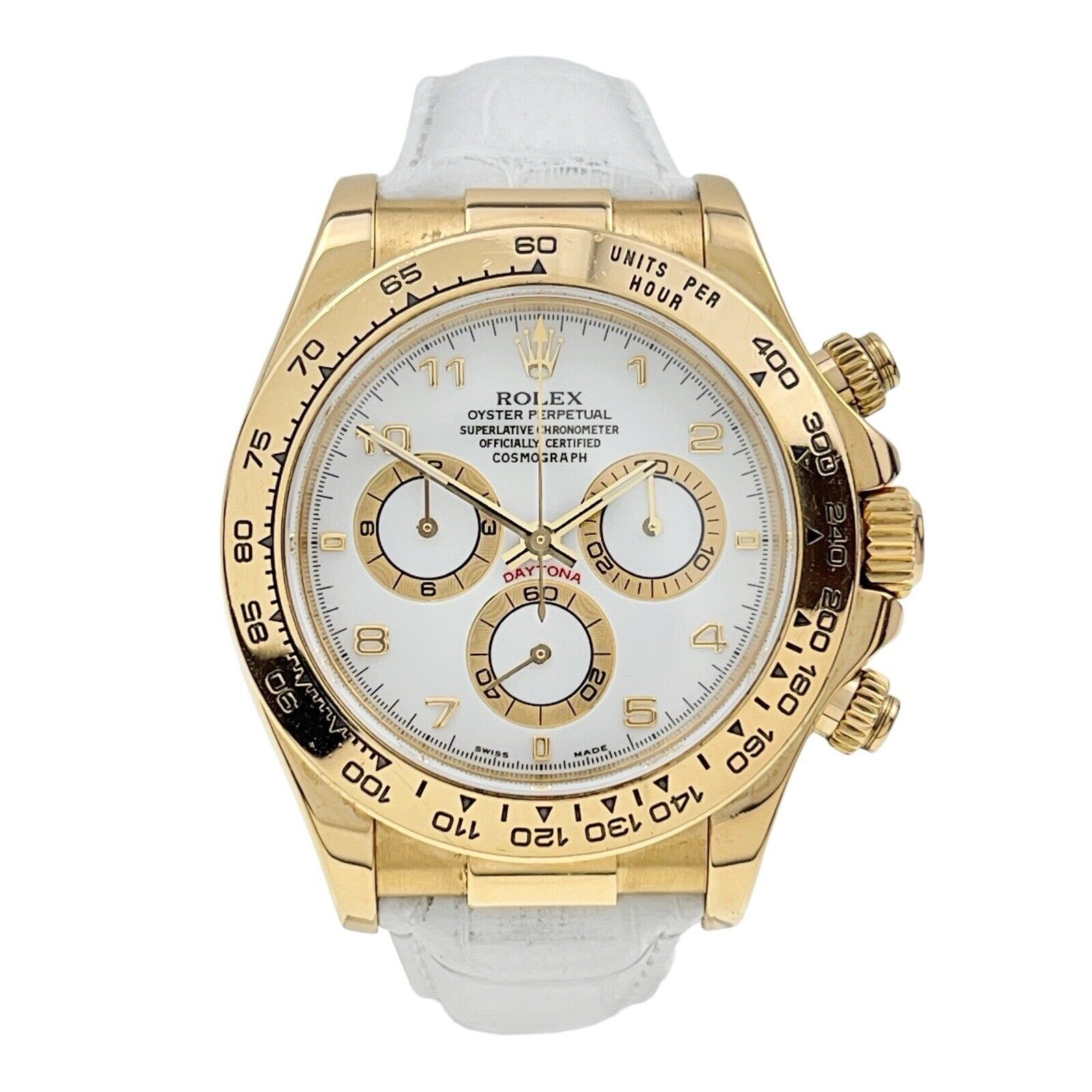 Rolex Daytona 18k Yellow Gold White Dial 40mm Automatic Men’s Watch 116518