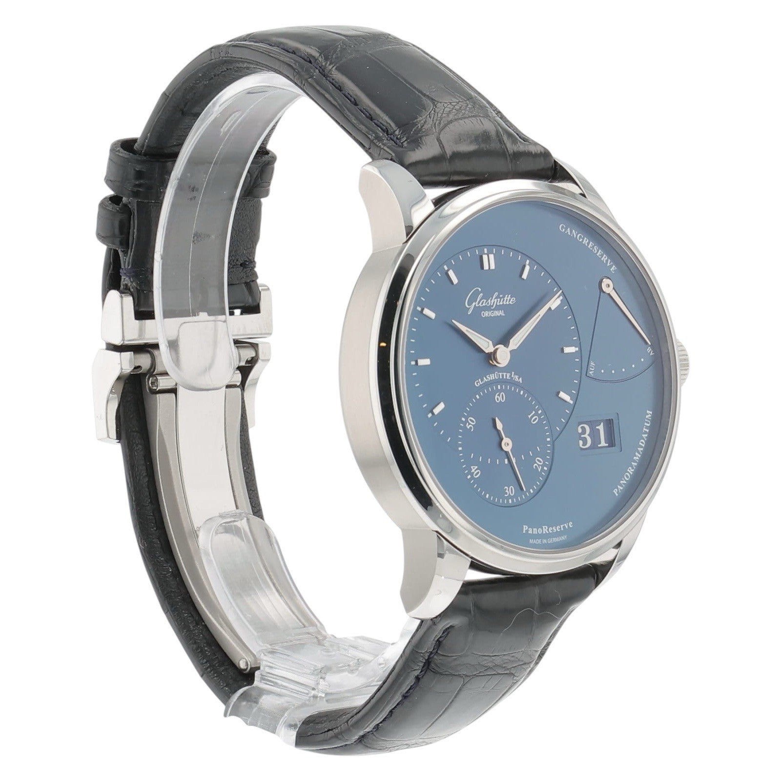 Glashutte Original PanoReserve Steel Blue Dial 40mm Manual Wind 1-65-01-26-12-61