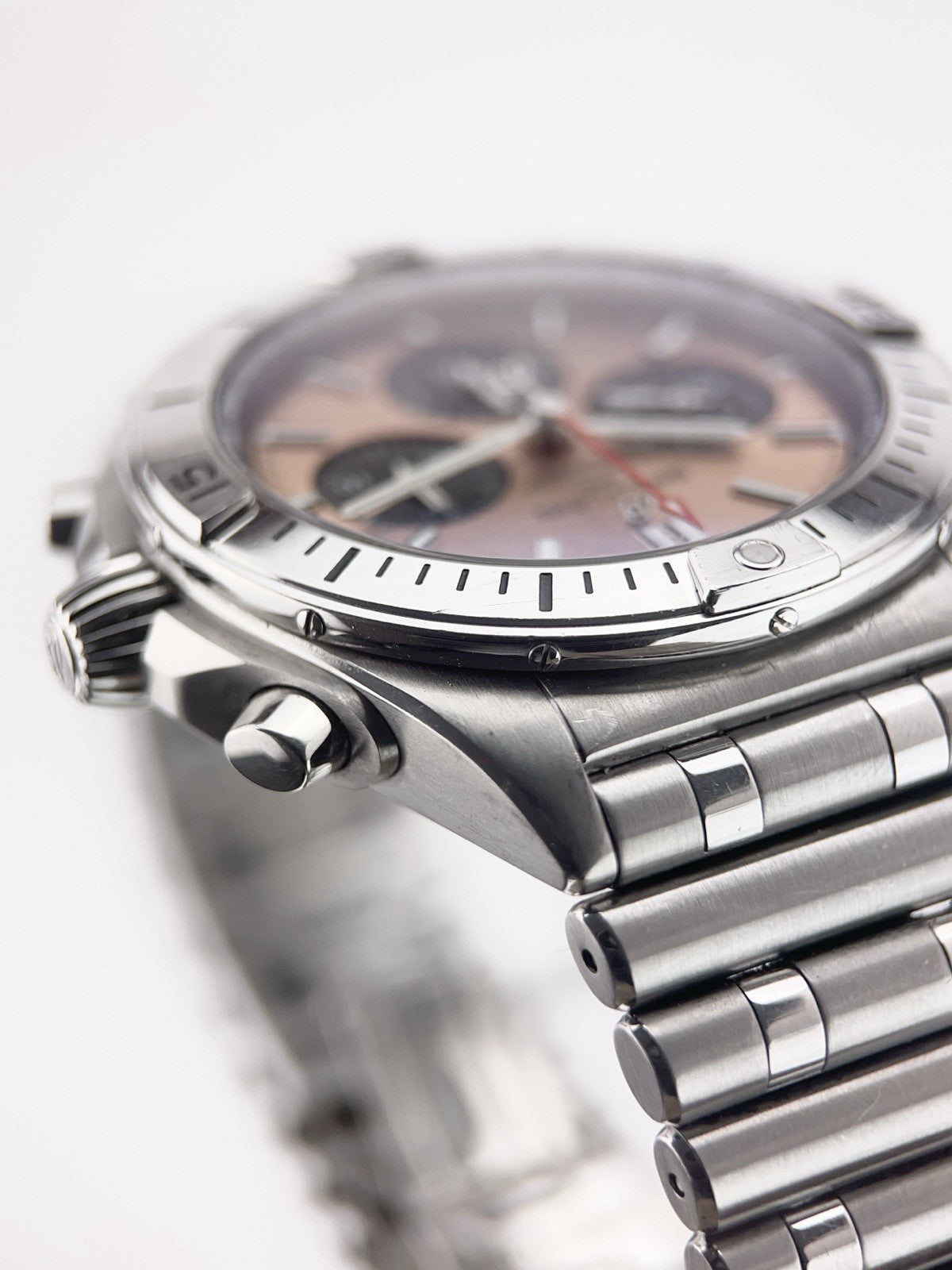 Breitling Chronomat Stainless Steel Salmon Dial 42mm Automatic Mens Watch AB0134