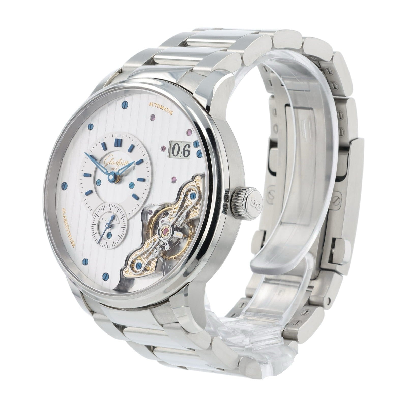 Glashutte PanoMaticInverse Silver Dial Steel 42mm Men's Watch 1-91-02-02-02-71