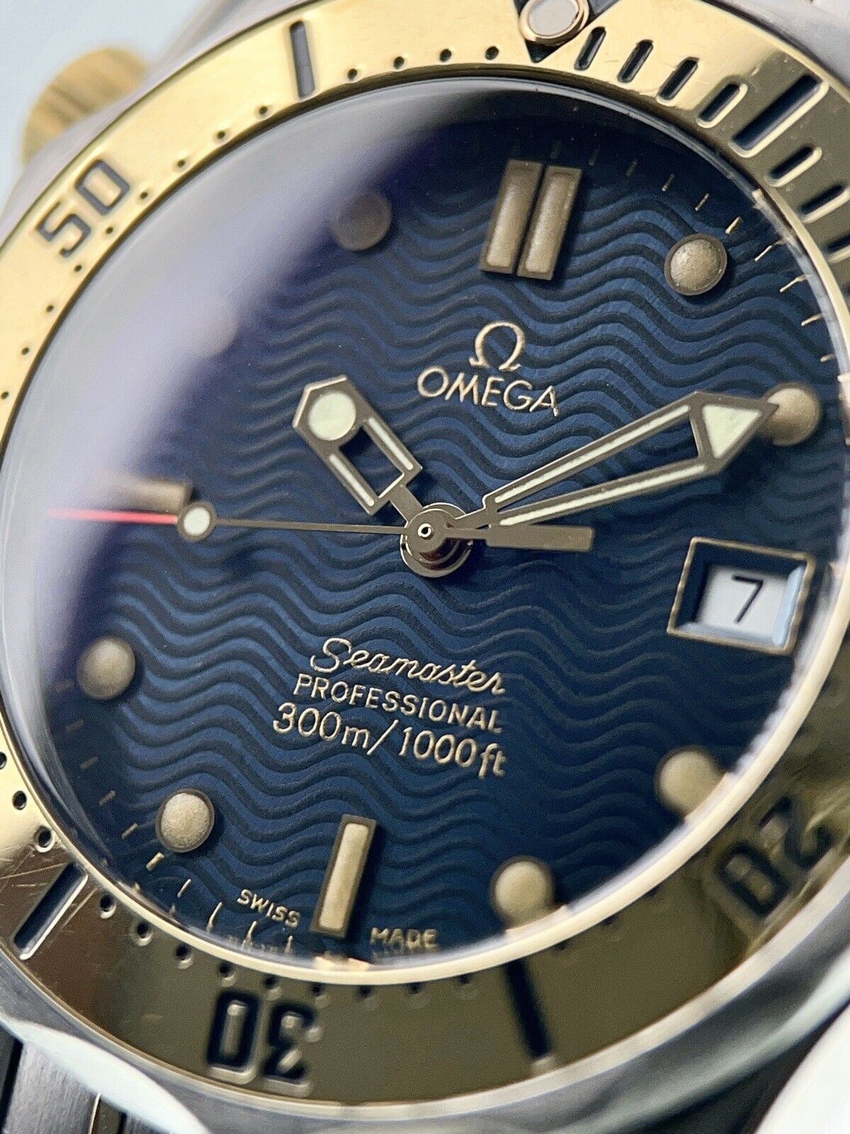 Omega Seamaster Diver 300M Gold & Steel Blue Dial 36mm Quartz Men’s 2342.80.00