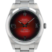 Rolex Oyster Perpetual Red Dial Stainless Steel 39mm Automatic Mens Watch 114300