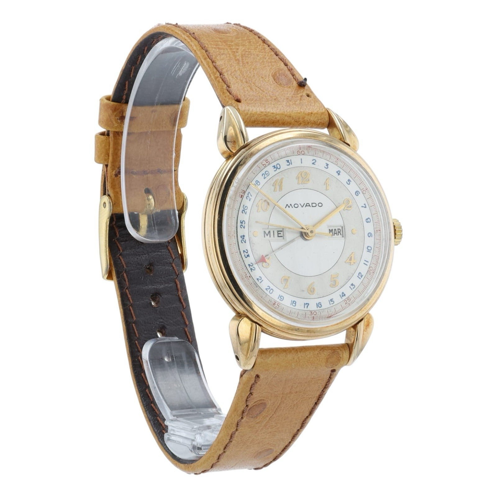 Movado Calendograph Silver Dial 14k Solid Gold 34mm Manual Wind Unisex 44823