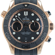 Omega Seamaster Diver 18k Rose Gold Black Dial 44mm Mens 210.62.44.51.01.001