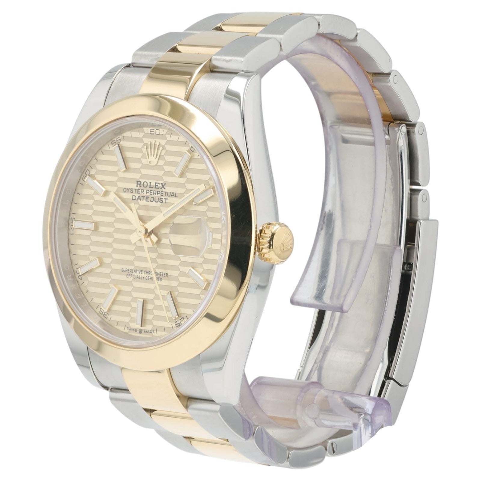 Rolex Datejust Champagne Motif Dial 18k Yellow Gold & Steel 41mm Mens 126303