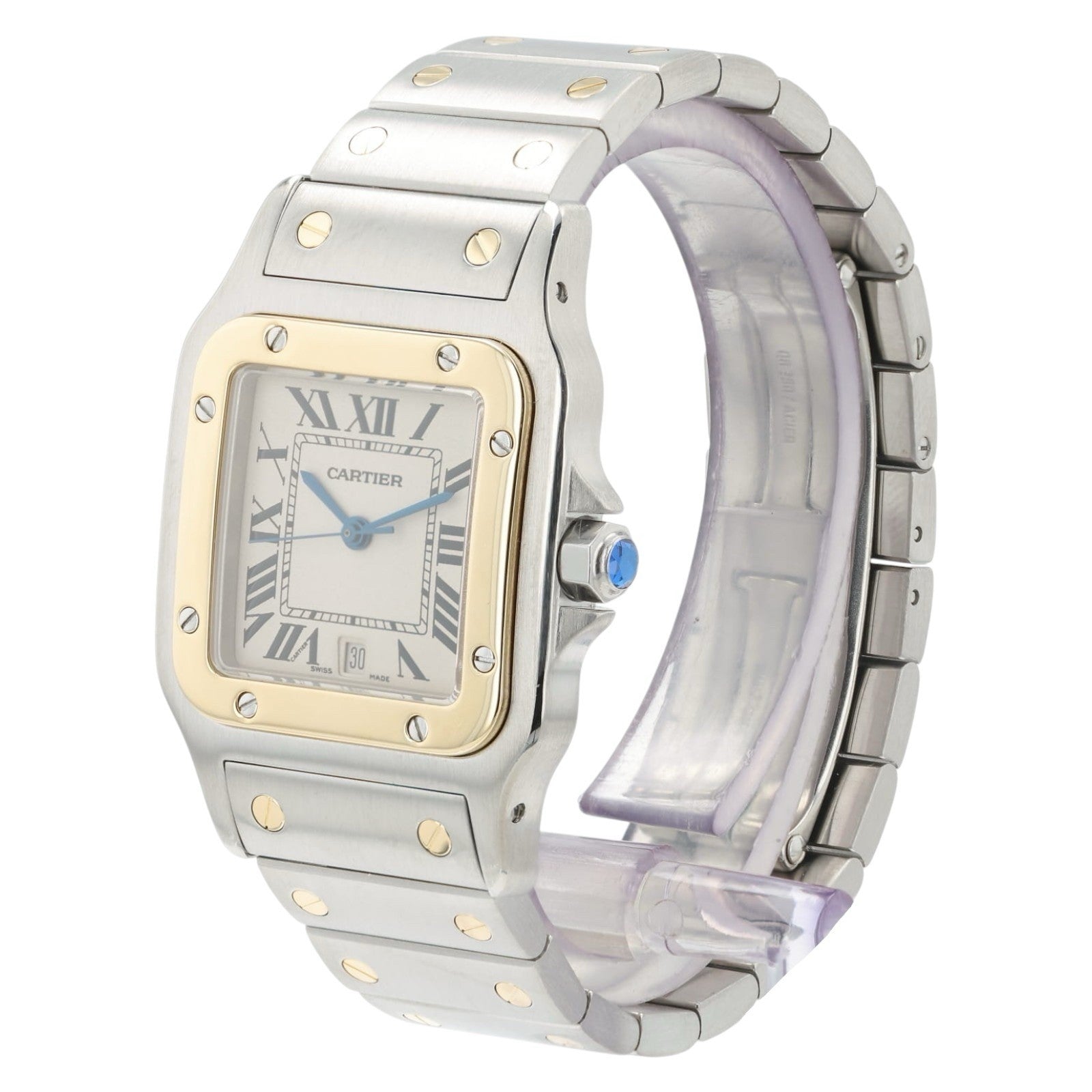 Cartier Santos Galbee Silver Dial Gold & Steel 29mm Quartz Unisex Watch 1566