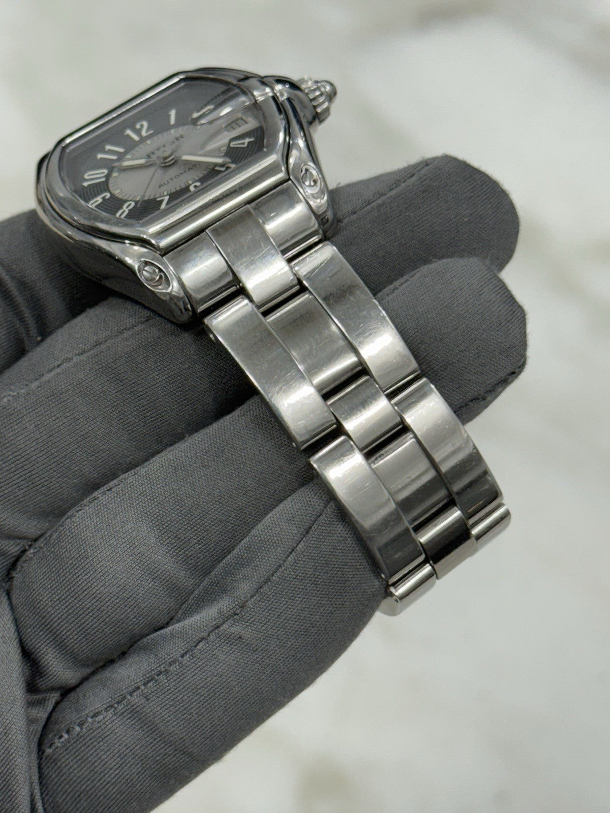 Cartier Roadster 37mm Automatic Mens Watch Stainless Steel Gray Dial 2510