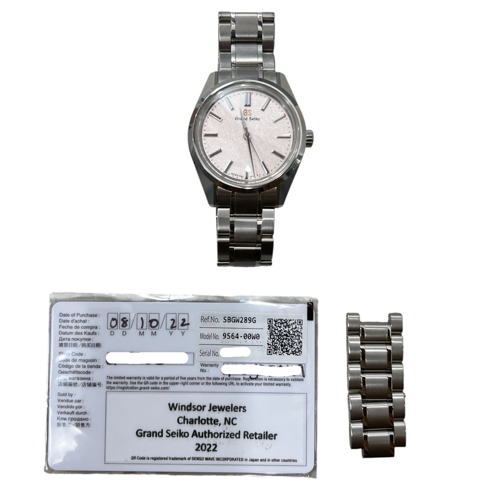 2022 Grand Seiko Heritage 44GS Sakura Pink SBGW289 Manual Wind Wristwatch